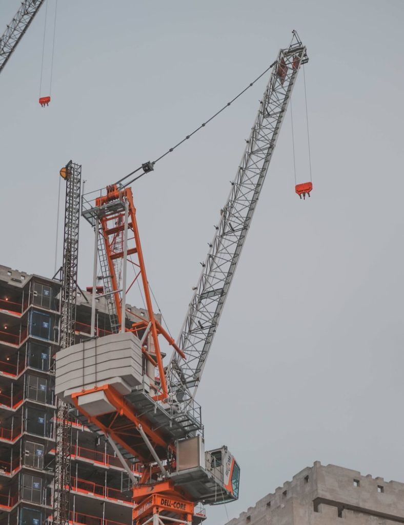 a crane that is on top of a building